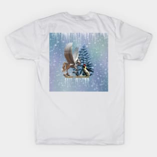 Merry christmas, funny pegasus with penguin T-Shirt